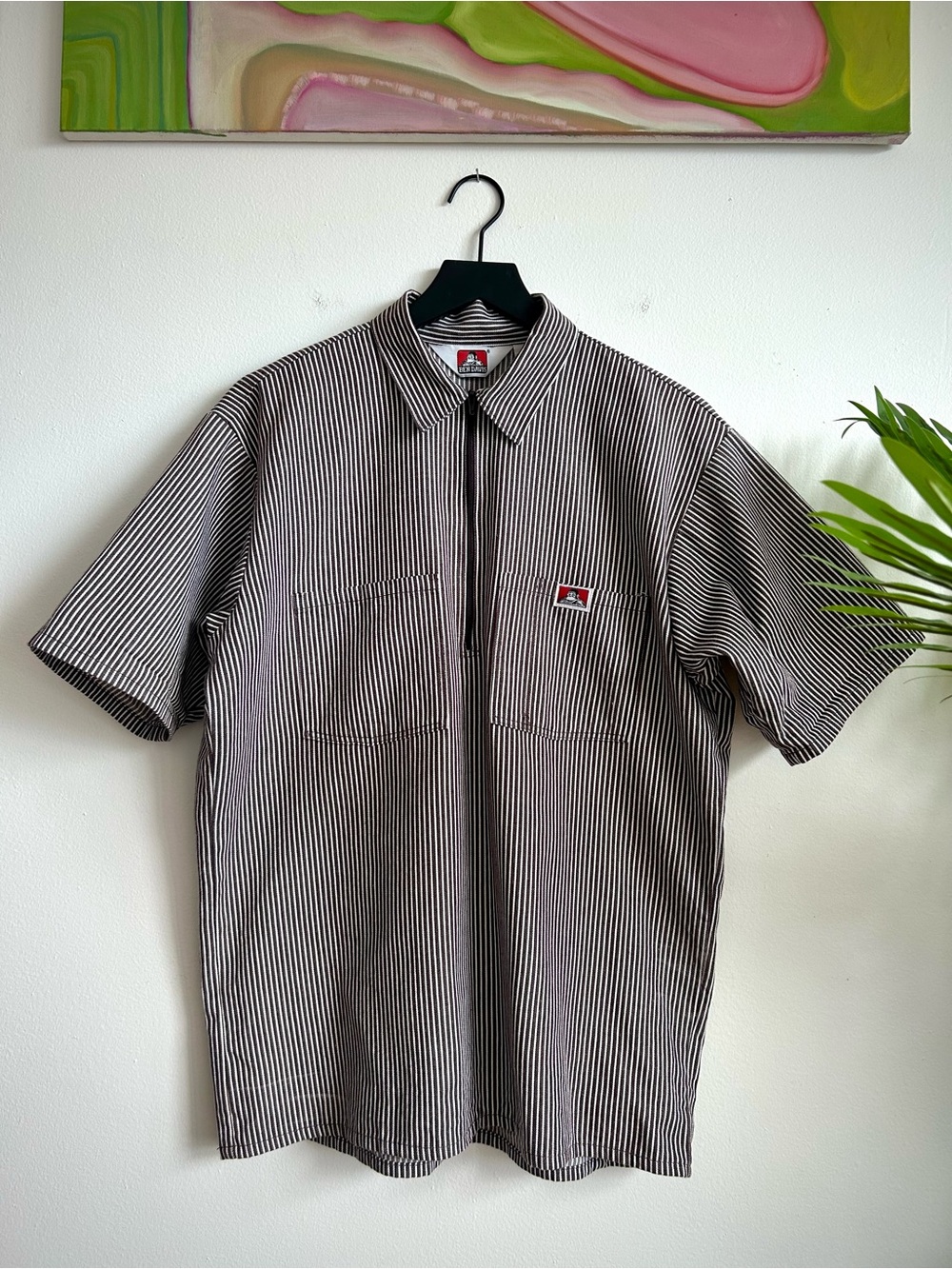 Vintage 1990s Ben Davis Half Zip Dress Shirt